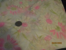 VINTAGE FABRIC~HOT PINK FLOCKED DAISIES