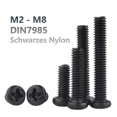 M2 - M8 Kreuzschlitz Nylon Kunststoff Linsenschrauben DIN7985 Linsenkopfschraube - Bild 1 von 4