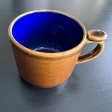 Vintage Lindt Stymeist Yo Han Brown/Rust Cobalt Blue Coffee Mugs. MCM Cup Decor