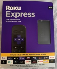 Roku Express 3930X HD Streaming Player with Remote & Cables – Boxed - Tested