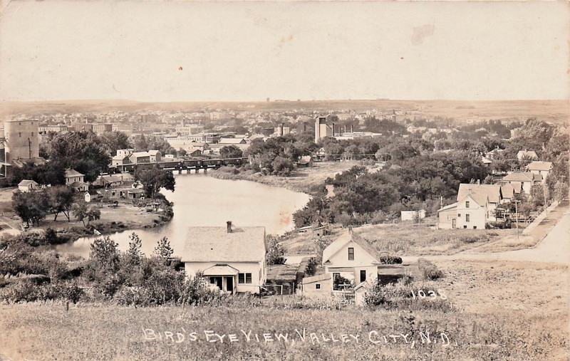 Real Photo RPPC Bird's Eye View Valley City North Dakota ND Postcard