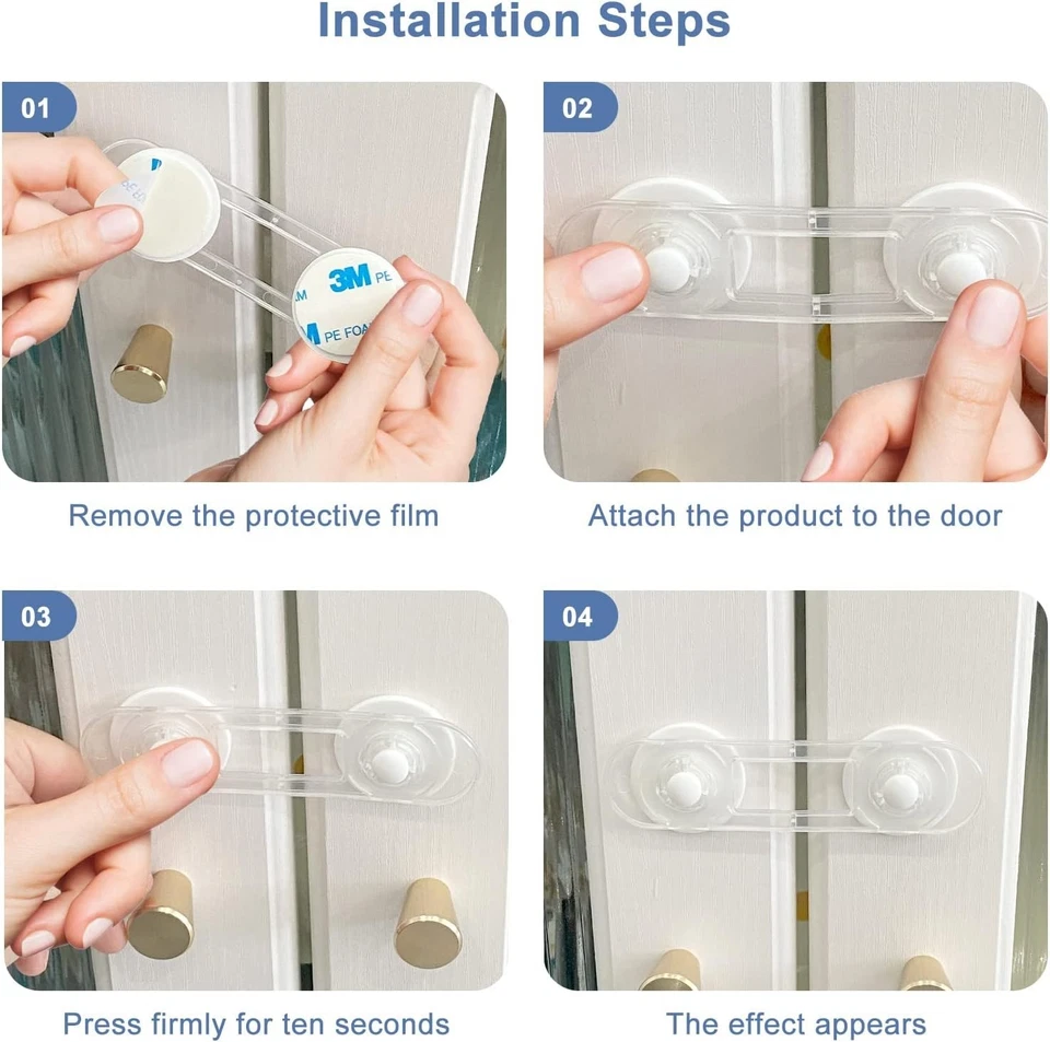 10 Pezzi Blocca Cassetti per Bambini, Trasparente per Armadietto, Armadio, Frigo - Immagine 4 di 4