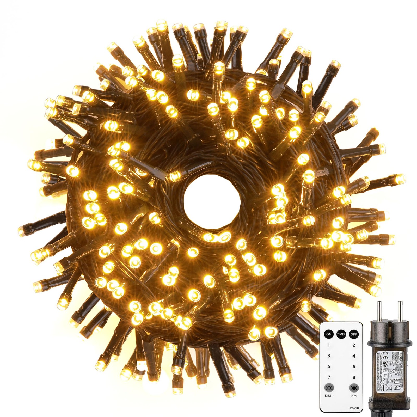 Guirlande Lumineuse Sapin de Noël 20m 200 LED Blanc Chaud Décoration Électrique Guirlande Intérieur