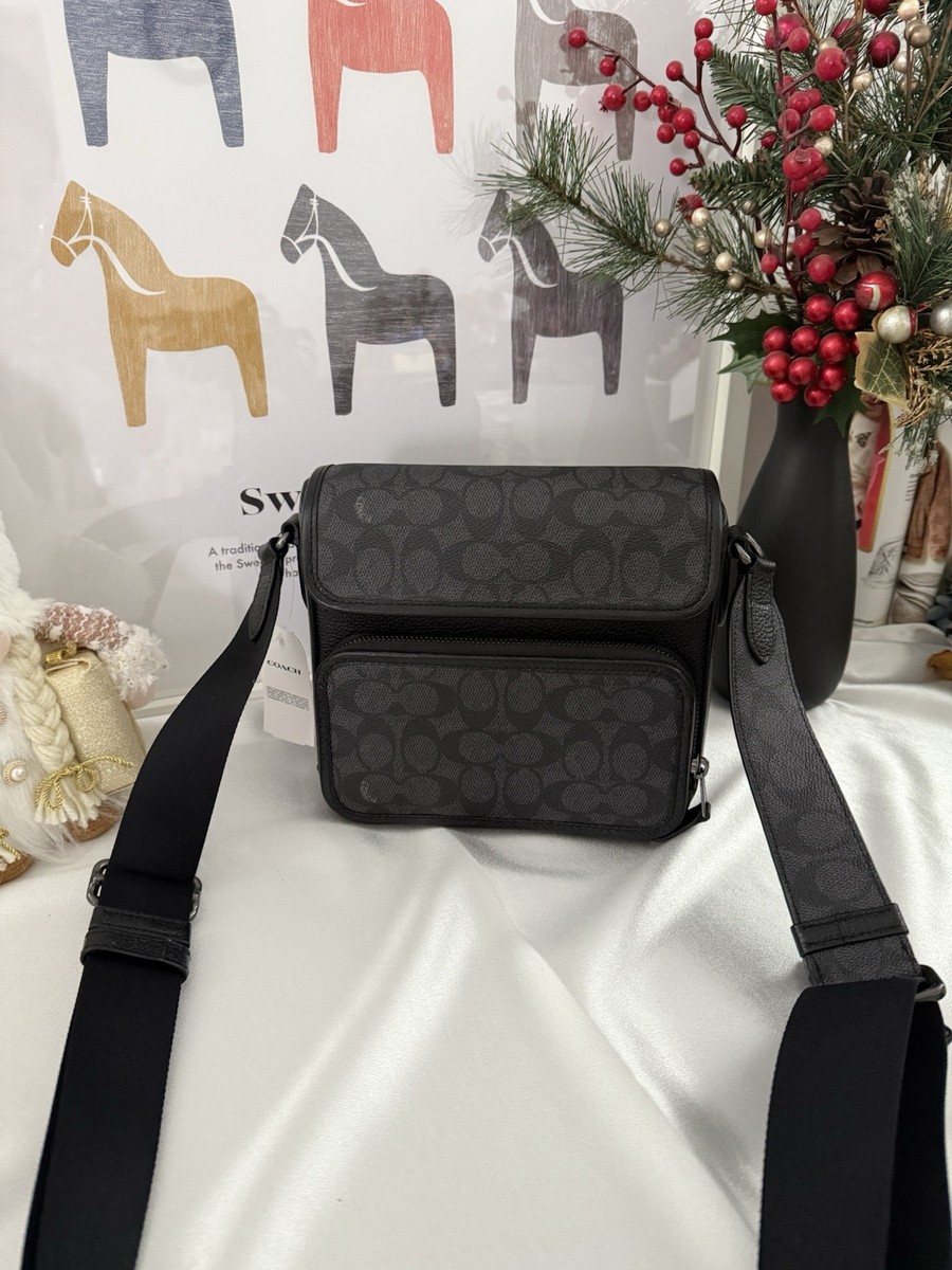 NWT COACH CZ396 SULLIVAN Flap Crossbody Signature Canvas &Leather