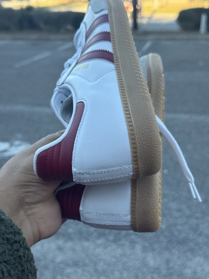 Adidas Originales Samba OG Para hombres Talla 9.5 Blanco Borgoña Goma Zapatos Informales IF3813 Foto 4 de 4