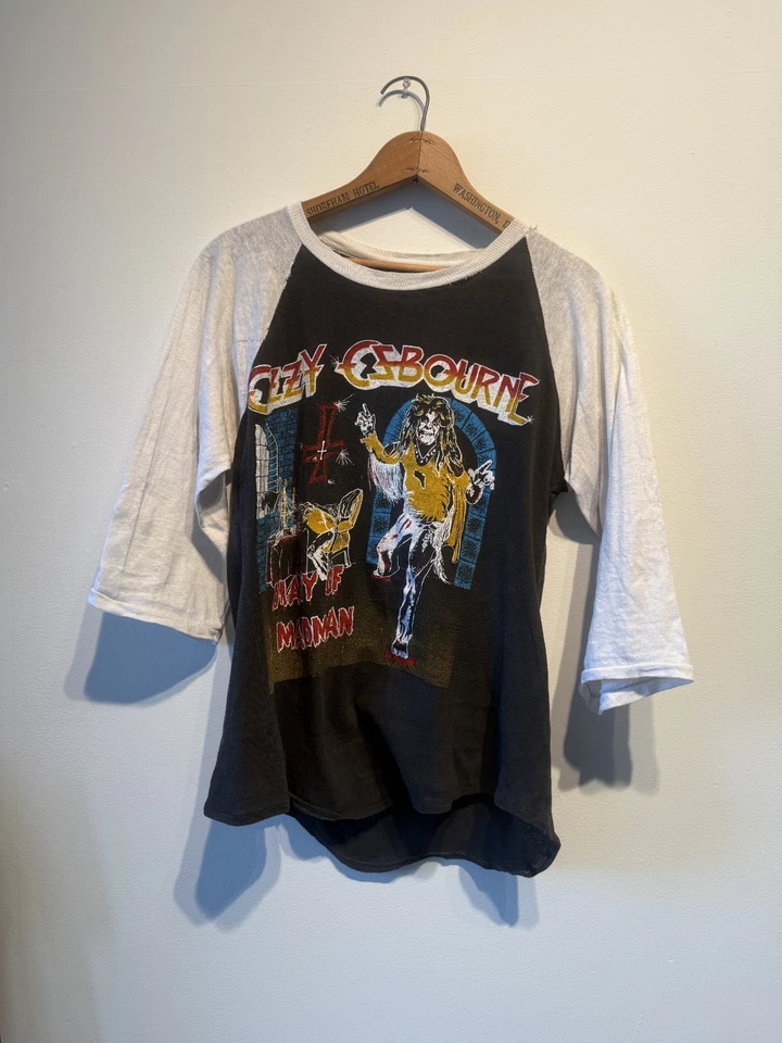 1980's Blizzard of Ozz Ozzy Osbourne Vintage Raglan tour 3/4 sleeve shirt sz M - Image 4 of 4