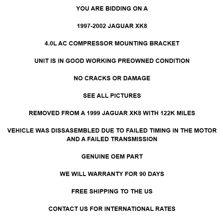 Jaguar XK8 XJ8 1997-2002 4,0 L V8 motor bomba de dirección asistida con polea OEM Foto 2 de 4