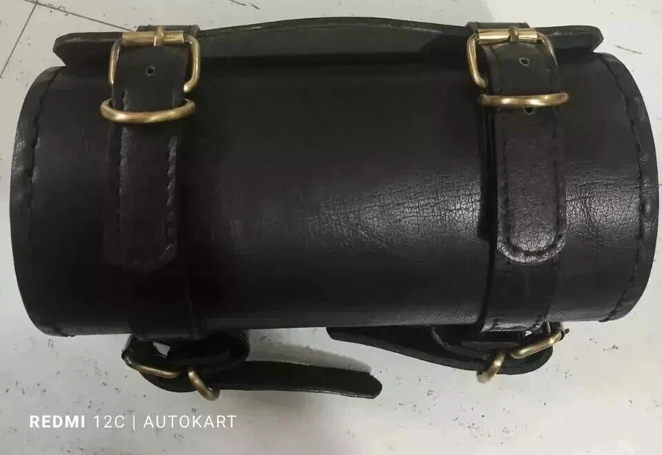 СУМКА ДЛЯ ИНСТРУМЕНТОВ ИЗ ЧИСТОЙ КОЖИ С ГРАВИРОВКОЙ ПОДХОДИТ ДЛЯ МОТОЦИКЛА HARLEY DAVIDSON ЧЕРНОГО ЦВЕТА - Изображение 3 из 4