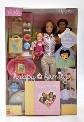 2003 Barbie Happy Family Midge Puppe mit Nikki & Hundebaby / Mattel C6061, NrfB