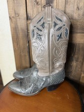 Dan Post Size 7.5 Gray Snake Skin Excellent Cowboy Boots - Ladies