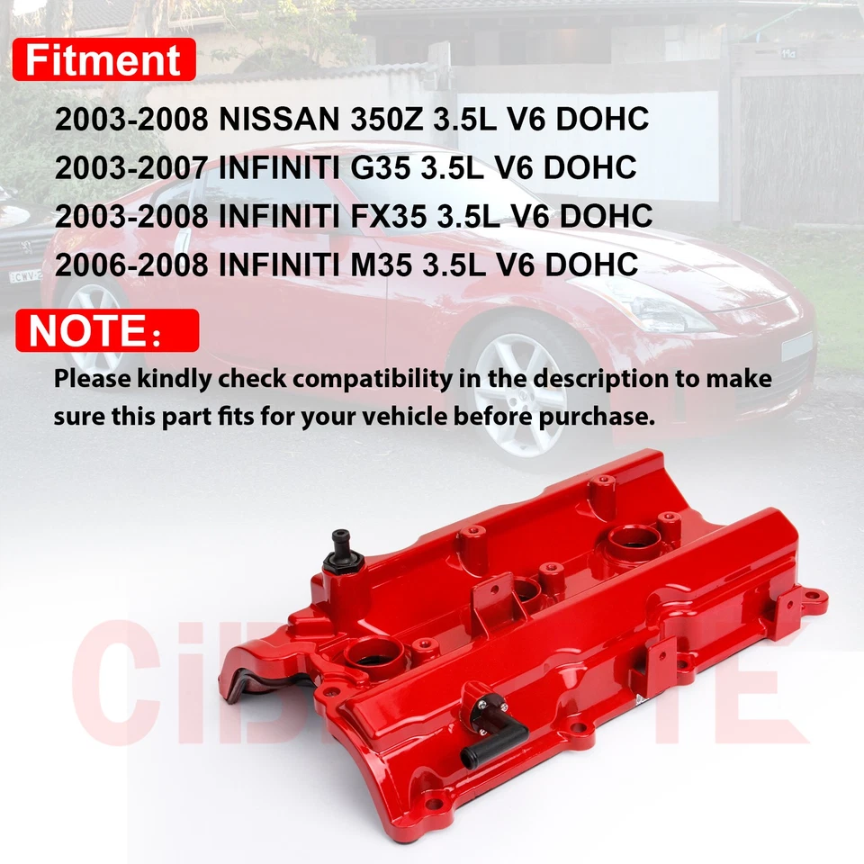 Juego de cubierta de válvula de aluminio con accesorios de montaje para Nissan 350Z VQ35DE 2003-2007 Foto 2 de 4