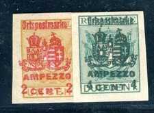 AUSTRIA POSTA MILITARE ITALIA FRANCOBOLLI DI CONSEGNA 1918 AMPEZZO II,IV IMPECCABILI (06454