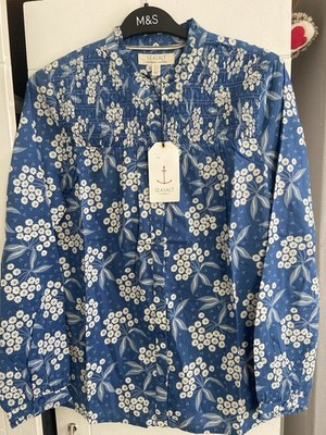 Seasalt Cornwall Holunderblüten Obstbaum Bluse neu mit Etikett UK 10 S3