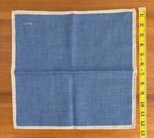 ETON Wool Light Navy Bordered Pocket Square Handkerchief