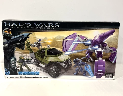 MEGA BLOKS HALO WARS UNSC GAUSSHOG VS COVENANT LOCUST 96823 COLLECTOR BOX ONLY