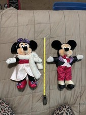 Mickey Minnie Mouse Walt Disney World Plush Vintage Plush Formal Wear Lot of 2