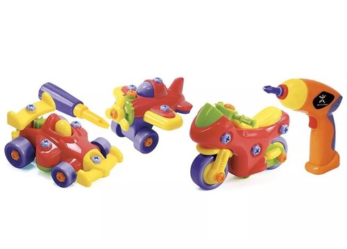 Discovery Toys MOTOR WORKS - 3er Set Fahrzeuge - Motorrad, Flugzeug & Rennwagen - Bild 2 von 7