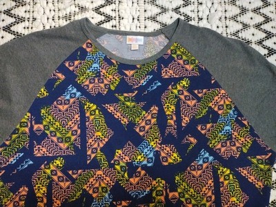 LulaRoe Randy Tee Raglan 3/4 Sleeves Baseball Shirt 3XL Fitted Southwestern
