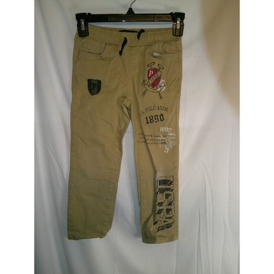 US Polo Assn Kids Boys Beige Graphic Print Casual Pants XS (4-5)