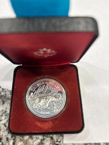1980 Canada Silver Dollar Coin, Arctic Territories Polar Bear RCM Royal Canadian