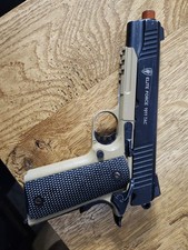 Tan/Black Elite Force Tactical C02 Powered 1911 Airsoft Pistol, Blowback, No Mag