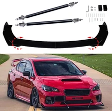 For Subaru WRX STI 15-21 Front Bumper Lip Spoiler Splitter Body Kit Strut+Rods
