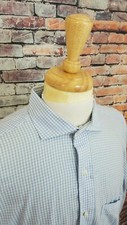 Ben Silver Men Blue Gingham Plaid Button Up Classic Cotton Dress Shirt 17 36