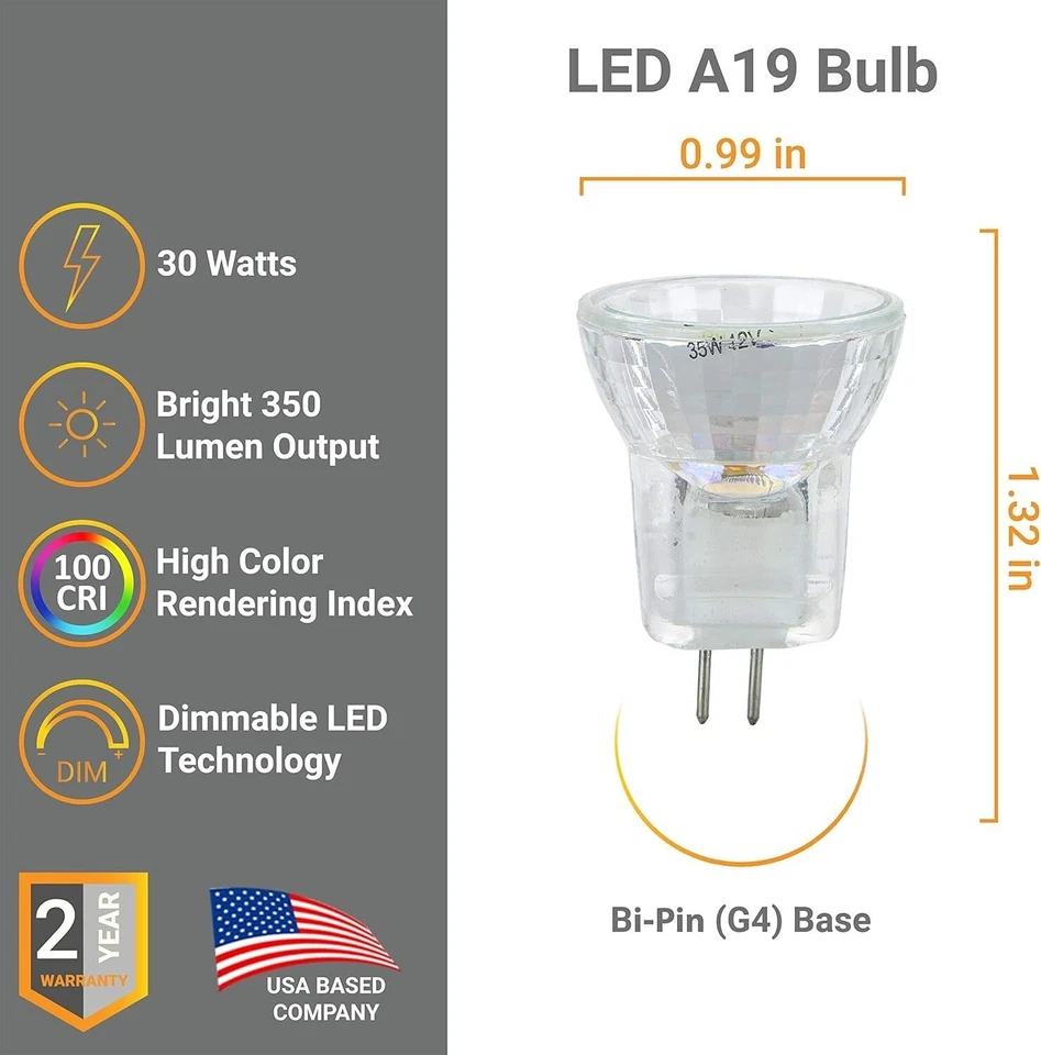 6Pack MR8 Mini Reflector Light Bulbs w/ Cover Guard, G4 Bi-Pin, 35W, 12V, 3200K - Image 2 of 4