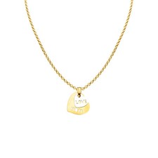 Genuine 14k Two-tone Gold 0.82" Heart Love Mom Mother's Day Necklace 16" to 22"