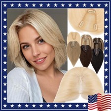 Full Lace Topper Clip In Real Remy Human Hair Pieces Top Toupee Free Part 8x10CM