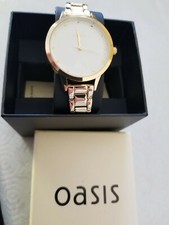 Oasis unisex Watch -  round  Rose Gold case and strap white face New
