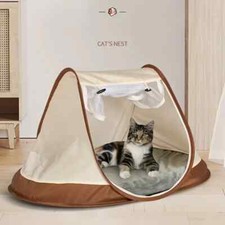 New Collapsible Brown Pet Tent - Portable and Cozy Shelter for Dogs and Cats