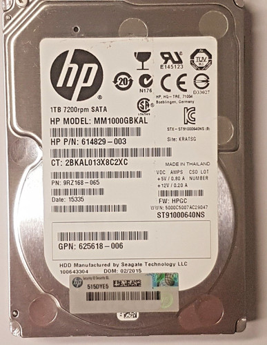 1 TB SATA HP MM1000GBKAL 7200rpm 64MB HDD 2.5" internal Festplatte