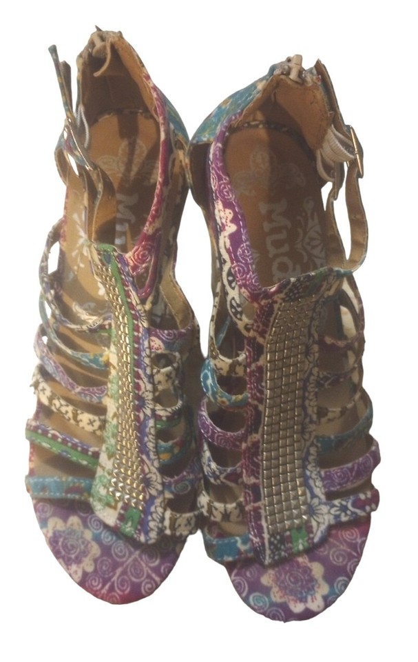 Mudd Chunky Heels Women's Sz 8 Medium Cork Wedge Shoes Bohemian Style