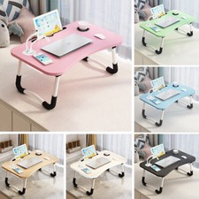 Folding Laptop Bed Tray Table Computer Desk with USB Fan/Lamp/Drawer/Cup Holder