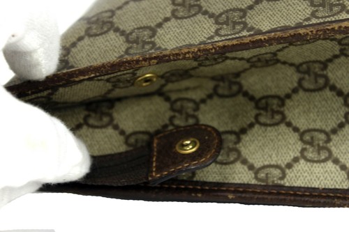 GUCCI GG Monogram Canvas & Leather Clutch HandBag Accessories Purse Used Italy - Picture 7 of 12