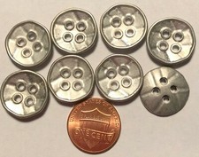 8 Concave Silver Tone Metal Sew-through Buttons 11/16" 17.5mm 9972