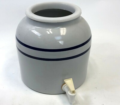 New Wave Enviro Ceramic Porcelain Blue Stripe 2.5 Gallon Water Dispenser Crock
