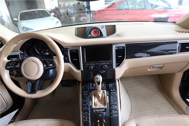 Panel decorativo de control central apto para Porsche Macan 2014-17 fibra de carbono Foto 3 de 4
