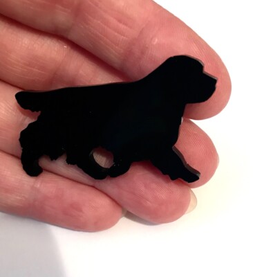 Cocker Spaniel Enamel Black with Gold Trim Brooch Pin