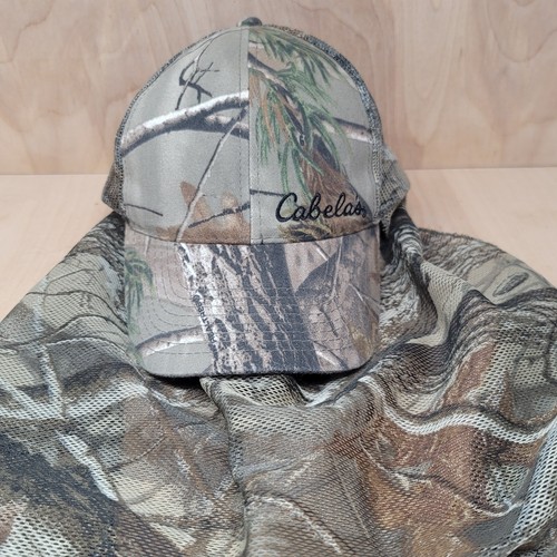 Cabela's Hunting Cap Hat W/Drop Down Camo Neck Netting Facemask - Picture 4 of 10