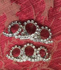 60s MUSI Clear Rhinestone Shoe Clips Formal Dressy Wedding Special Event NIB 