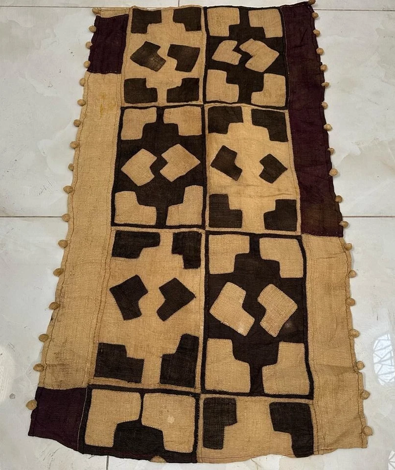 Panel textil rafia cosido a mano tela africana Cuban vintage 107 x 57 cm Foto 2 de 4