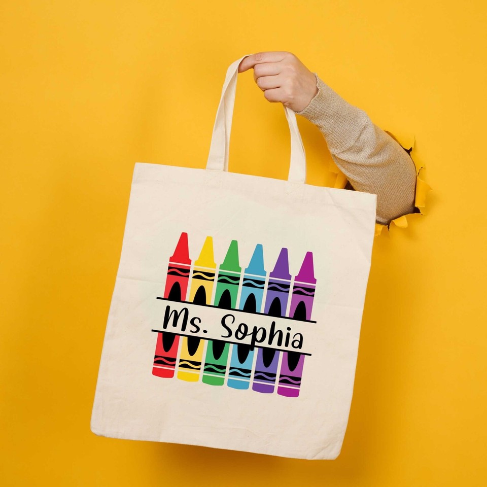 Customized Teacher Canvas Tote Bag, Custom Teacher Tote Bags Gift