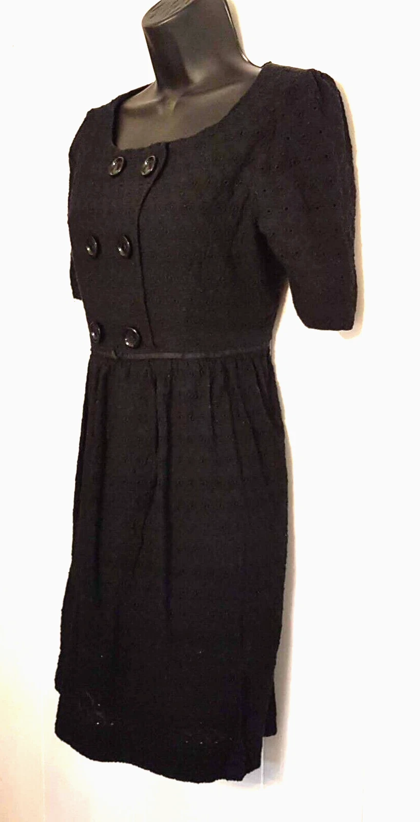 Piccolo abito nero Michael Kors pizzo ricamato occhiello taglia 10 cocktail party