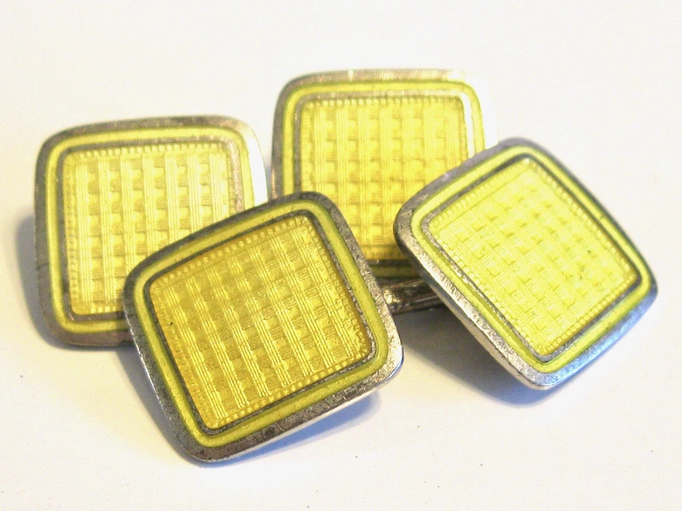 古董老式/复古艺术装饰 1920 年代 KREMENTZ 珐琅纯银 925 黄色装饰 — 第 3/4 张图片