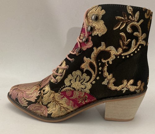 Rosy Womens Golden Floral Embroidered 