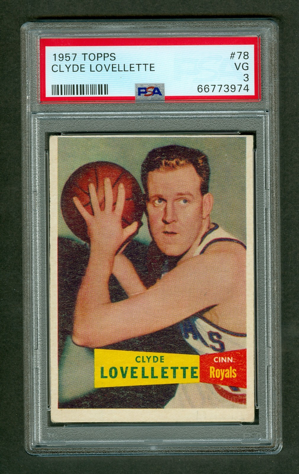 Clyde Lovellette 1957 Topps Rookie Card #78 Royals PSA 3 VG