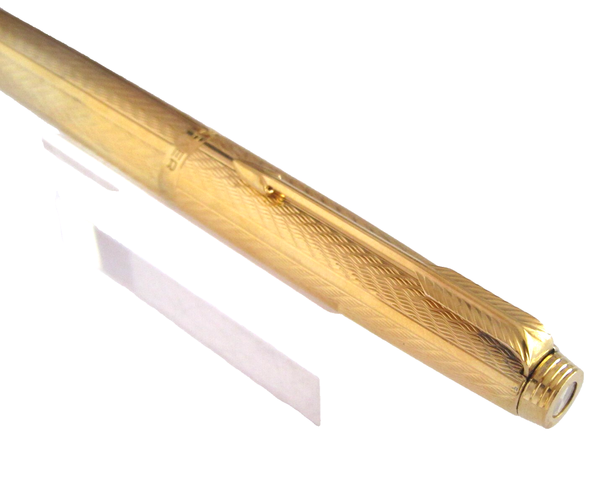 Stylo Plume Parker 75 Chevrons En Vermeil (argent Doré) - Modèle Rare Q139, Occasion Bon état