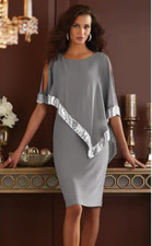 16W PLUS Midnight Velvet Gray Silver Formal Cocktail Party Clarice Sequin Dress